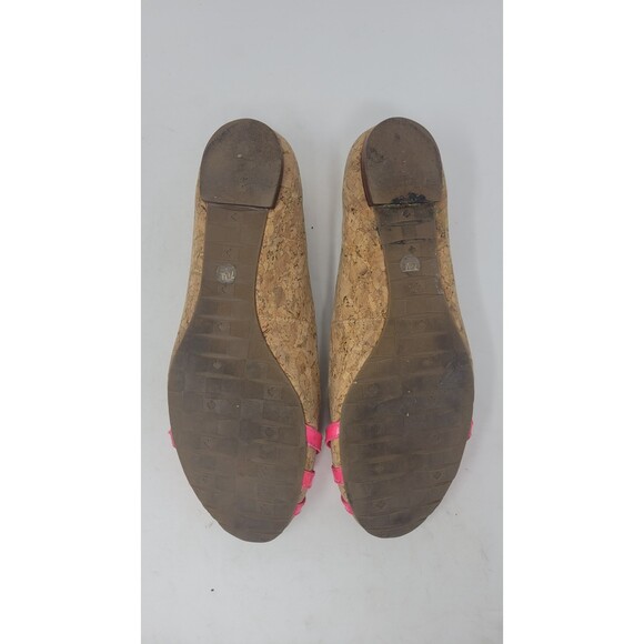 KATE SPADE TAN CORK BALLET FLATS HOT PINK BOW DETAIL - Picture 6 of 6